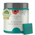 Country Chic All-in-One Chalk Paint for Furniture, Cabinets, Home Decor, Eco-Friendly, Matte Finish, Built-In Primer &amp; Top Coat for Wood, Metal - Whoop-de-do (Bright Teal) - Pint 16 oz (475 ml)