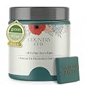 Country Chic All-in-One Chalk Paint for Furniture, Cabinets, Home Decor, Eco-Friendly, Matte Finish, Built-In Primer &amp; Top Coat for Wood, Metal - Aurora (Teal Blue) - Half Pint (8 oz)