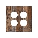 Country Distressed Vintage Wood Wooden 2 Gang 2 Duplex Combination Light Switch Cover Decorative Combo Dual Device Receptacle Switch Face Wall Plate