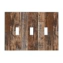 Country Distressed Vintage Wood Wooden 3 Gang Electrical Outlet Light Switch Cover Decorative Triple Toggle Wall Plate Electric Faceplate Switch Face Plate