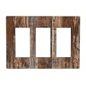 Country Distressed Vintage Wood Wooden 3 Gang Triple Rocker/Decorator Light Switch Wall Plate Cover Decorative GFCI Electrical Faceplate Switchplate Dimmer