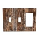 Country Distressed Vintage Wood Wooden 3 Gang 2 Toggle 1 Decorator/GFCI Combination Light Switch Cover Decorative Triple Combo Switch Face Wall Plate Room Decor