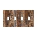 Country Distressed Vintage Wood Wooden Decorative 4 Gang Quad Toggle Light Switch Cover Plate Decorative Electric Quadruple Device Faceplate Switchplate Screwless