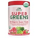 Country Farms Organic Super Greens Powder, Daily Greens Drink Mix with 50 Organic Superfoods, Fruits, Vegetables, Fiber, Mushrooms &amp; Probiotics for Gut Health, Digestion &amp; Energy, Berry Flavor