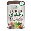 Country Farms Organic Super Greens Powder, Daily Greens Drink Mix with 50 Organic Superfoods, Fruits, Vegetables, Fiber, Mushrooms &amp; Probiotics for Gut Health, Digestion &amp; Energy, Chocolate Flavor