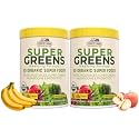Country Farms Super Greens Apple Banana Powder Smoothie, Organic Super Foods, USDA Organic Drink Mix, Fruits, Vegetables, Mushrooms, Superfood Nutrition, 40 Servings, 2 Pack
