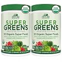Country Farms Super Greens Natural Flavor, 50 Organic Super Foods, USDA Organic Drink Mix, Fruits, Vegetables, Super Greens, Mushrooms &amp; Probiotics, Supports Energy, 40 Servings, 10.6 Oz, 2 Pack
