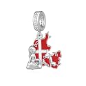Country Flag Charms for Bracelets 925 Sterling Silver Dominican Republic/Puerto Rico/Peru/Mexican/Jamaica/Ireland/Texas Charms Souvenirs Gifts for Women National Flag Map Series Pendant Jewelry Travel Memorial Gift