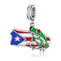 Country Flag Charms for Bracelets 925 Sterling Silver Dominican Republic/Puerto Rico/Peru/Mexican/Jamaica/Ireland/Texas Charms Souvenirs Gifts for Women National Flag Map Series Pendant Jewelry Travel Memorial Gift