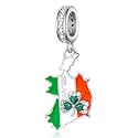 Country Flag Charms for Bracelets 925 Sterling Silver Dominican Republic/Puerto Rico/Peru/Mexican/Jamaica/Ireland/Texas Charms Souvenirs Gifts for Women National Flag Map Series Pendant Jewelry Travel Memorial Gift