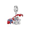 Country Flag Charms for Bracelets 925 Sterling Silver Dominican Republic/Puerto Rico/Peru/Mexican/Jamaica/Ireland/Texas Charms Souvenirs Gifts for Women National Flag Map Series Pendant Jewelry Travel Memorial Gift