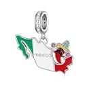 Country Flag Charms for Bracelets 925 Sterling Silver Dominican Republic/Puerto Rico/Peru/Mexican/Jamaica/Ireland/Texas Charms Souvenirs Gifts for Women National Flag Map Series Pendant Jewelry Travel Memorial Gift