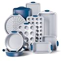 Country Kitchen Nonstick Stackable Bakeware Set - Heavy Duty, Durable, Easy Release Baking Set, Navy, 10 Pcs