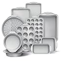 Country Kitchen Nonstick Stackable Bakeware Set - Heavy Duty, Durable, Easy Release Baking Set, Silver, 10 Pcs