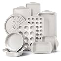 Country Kitchen Nonstick Stackable Bakeware Set - Heavy Duty, Durable, Easy Release Baking Set, Cream, 10 Pcs