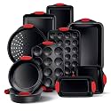 Country Kitchen Nonstick Stackable Bakeware Set - Heavy Duty, Durable, Easy Release Baking Set, Red, 10 Pcs