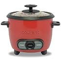 Courant Rice Cooker 8-Cup (Cooked), Removable Non-Stick Bowl, One Touch Rice Cooker, Red