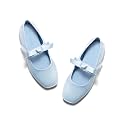 Coutgo Girls Mary Jane Dress Shoes Flower Girl Shoes Bow Satin Ballet Flats for Party Wedding School Shoes