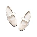 Coutgo Girls Mary Jane Dress Shoes Flower Girl Shoes Bow Satin Ballet Flats for Party Wedding School Shoes