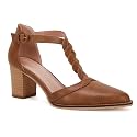 Coutgo Womens Block Chunky Heels T Strap