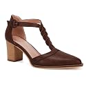 Coutgo Womens Block Chunky Heels T Strap