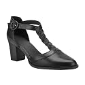 Coutgo Womens Block Chunky Heels T Strap