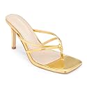 Coutgo Womens Heeled Sandals Strappy Square Toe
