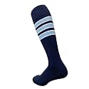 COUVER Mens Cotton Striped Knee High Sports Socks