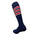 COUVER Mens Cotton Striped Knee High Sports Socks