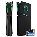 Cover Plates for PS5 Pro Digital Edition with RGB Light Strip and Dust Filter with Cooling Vents DOBEWINGDELOU 400+ Effects LED Light Ring Console Face Plate Cover DIY Decoration Kit Accessorie Black