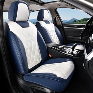 coverado car seat covers front covers for cars car seat cover front seats automotive seat cover waterproof leather car seat cushion universal interior seat protectors for most cars blue-white