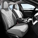 Coverado Car Seat Covers, Front Covers for Cars, Car Seat Cover Front Seats, Automotive Seat Cover, Waterproof, Leather Car Seat Cushion, Universal Interior Seat Protectors for Most Cars Light_Gray