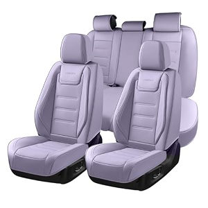 coverado car seat covers full set seat covers for cars car seat protector waterproof leather cushion universal car interior covers seat protectors for most cars purple
