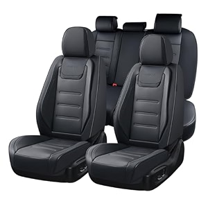 coverado car seat covers full set seat covers for cars car seat protector waterproof leather car seat cushion universal interior covers seat protectors for most cars black