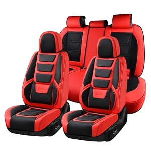 coverado car seat covers full set seat covers for cars front seat covers and back seat cover waterproof leather automotive seat cover universal car interior protectors cushion for most cars red