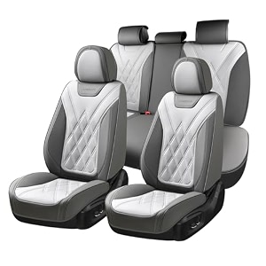 coverado car seat covers full set seat covers for cars front seat covers and back seat cover waterproof leather automotive seat cover universal car interior protectors for most cars light_gray