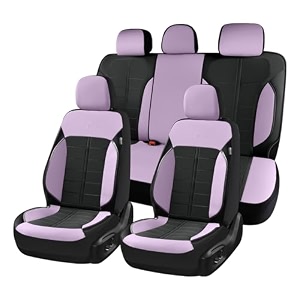 coverado car seat covers full set leather full coverage waterproof seat cover car seat protector cushion universal fit for most cars suv trucks purpleampblack