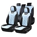 Coverado Car Seat Covers Full Set, Seat Covers for Cars, Front Seat Covers and Back Seat Cover Waterproof Leather Automotive Seat Cover, Universal Car Interior Protectors Cushion for Most Cars