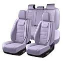 Coverado Car Seat Covers Full Set, Seat Covers for Cars, Car Seat Protector Waterproof, Leather Cushion, Universal Car Interior Covers Seat Protectors for Most Cars Purple