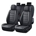 Coverado Car Seat Covers Full Set, Seat Covers for Cars, Car Seat Protector Waterproof, Leather Car Seat Cushion, Universal Interior Covers Seat Protectors for Most Cars Black