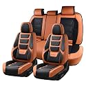 Coverado Car Seat Covers Full Set, Seat Covers for Cars, Front Seat Covers and Back Seat Cover Waterproof Leather Automotive Seat Cover, Universal Car Interior Protectors Cushion for Most Cars