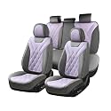 Coverado Car Seat Covers Full Set, Seat Covers for Cars, Waterproof Leather Automotive Seat Cover, Universal Car Interior Protectors Cushion for Most Cars Gray_Pruple