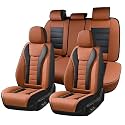 Coverado Car Seat Covers Full Set, Seat Covers for Cars, Front Seat Covers and Back Seat Cover Waterproof Leather Automotive Seat Cover, Universal Car Interior Protectors Cushion for Most Cars