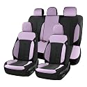 Coverado Car Seat Covers Full Set Leather Full Coverage Waterproof Seat Cover Car Seat Protector Cushion Universal Fit for Most Cars SUV Trucks, Purple&Black