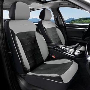 coverado front seat covers 2 pieces universal seat cover for cars breathable leather waterproof car seat cover driver seat cover automotive car seat cushion fit for most cars suv trucks grayampblack