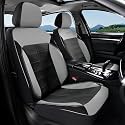 Coverado Front Seat Covers 2 Pieces Universal Seat Cover for Cars Breathable Leather Waterproof Car Seat Cover Driver Seat Cover Automotive Car Seat Cushion Fit for Most Cars SUV Trucks, Gray&amp;Black