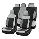 Coverado Leather Seat Covers Car Seat Cover Full Set Automotive 5 Seats Waterproof Car Seat Protectors Universal Fit for Most Cars SUV Trucks, Gray&amp;Black