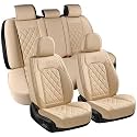 Coverado Luxury Faux Leather Waterproof Car Seat Covers - Universal Fit for Most Vehicles, Front and Back Seat Protector, Beige