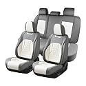 Coverado Seat Covers for Cars, Luxury Leather Seat Covers Full Set, Waterproof Automotive Seat Covers Protector Universal Fit for Most Sedans, SUVs, Pick-up Trucks(Gray&amp;White)
