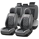 Coverado Seat Covers Full Set, Faux Leather Seat Covers for Car, Waterproof Car Seat Protectors 5 Seats, Automotive Seat Covers Universal Fit for Most Cars SUV Trucks- Gray&amp;Black